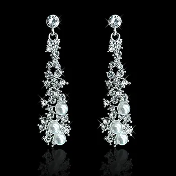 Náušnice B-TOP Dámské náušnice klipsy s PERLAMI A KAMÍNKY - stříbrná