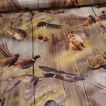Ubrus PVC s textilním podkladem 729, myslivecký motiv na dřevě, š.140cm (metráž)