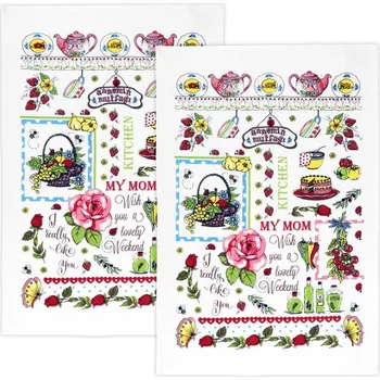 Utěrka Froté utěrky 40x60cm 100% bavlna 2ks růže - růžová, červená, zelená