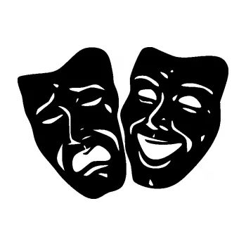 Samolepící dekorace SAMOLEPKA Masky tváře 001 levá veselý a smutný (01 - černá) NA AUTO, NÁLEPKA, FÓLIE, POLEP, TUNING, VLASTNÍ TEXT, TISK, AUTOSAMOLEPKY.cz, POLEPY, OBRÁZEK, LOGO, SAMOLEPKY