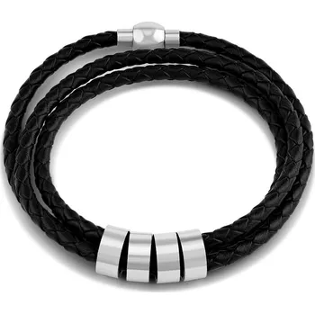 Náramek Kožený pletený náramek Dandee tmavě hnědý s ozdobnými prstýnky