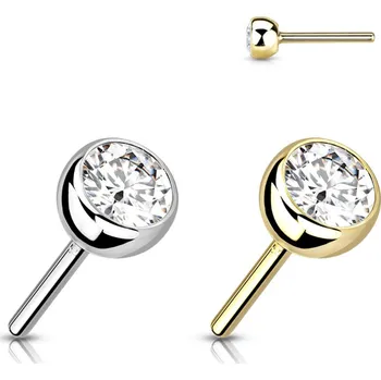 Piercing Atreya Bezzávitová koncovka ze 14kt zlata 585/1000 s čirým zirkonem Barva: Bílé zlato / Čirá, Velikost koncovky: 2 mm