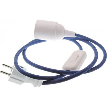 Příslušenství pro svítidlo Textilní kabel Saská Modrá MS44 s objímkou, vypínačem a vidlicí
