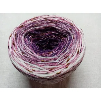 Příze Merino Borůvkový sen 3-nitka 1000m s nopkovou nitkou (Duhové merino klubko s nopky Borůvkový sen)