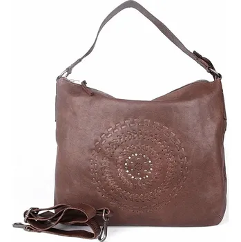 Kabelka Značková velká tmavěhnědá kožená kabelka na rameno Gianni Conti 230