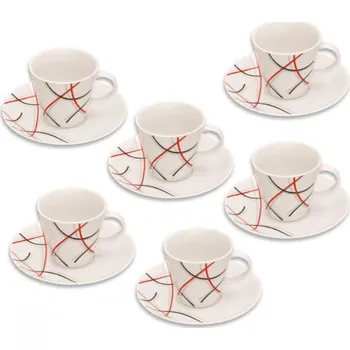 Stolování Thun 1794 Tom, šálky a podšálky kávové, barevné čáry, 200 ml, Thun, 6 ks