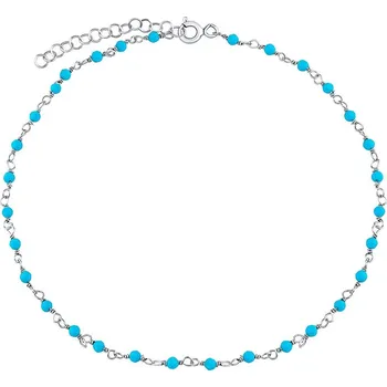 Řetízek Stříbrný řetízek na nohu s pravým tyrkysem Arika 2mm INS1011ATU