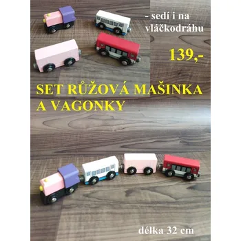 RC model auta SET RŮŽOVÁ MAŠINKA A VAGONKY