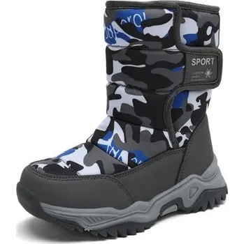 Čína Dětské sněhule s vnitřním kožíškem - maskáčové Barva: šedo-modrá, Velikost: 35 (21 cm)