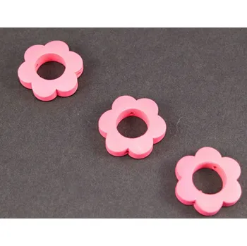 Dětské navlékací korálky Dřevěný korálek na dudlík - kytička - neonová růžová - průměr 2,5 cm