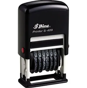 Razítko Číslovací razítko Shiny S-409, černý strojek, 6 číslic, šířka otisku 25 mm, výška 4 mm barvy otisku nenapouštěná