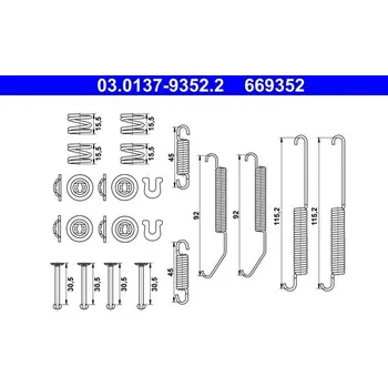 Brzdový systém Sada příslušenství, brzdové čelisti ATE 03.0137-9352.2