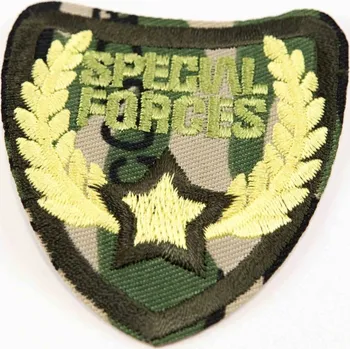 Nažehlovací záplata - SPECIAL FORCES - rozměr 5,5 cm x 5 cm - khaki