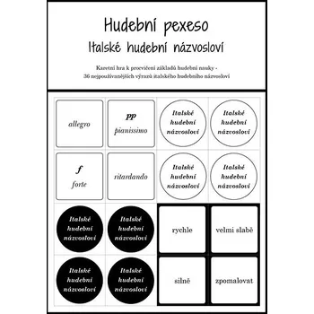 Hudební pexeso - Italské hudební názvosloví - 72 kartiček pro zábavnou výuku hudební nauky Kniha