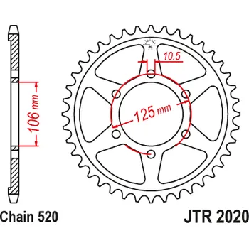 Řetězová sada pro motocykl Řetězová rozeta JT JTR 2020-41 41 zubů, 520