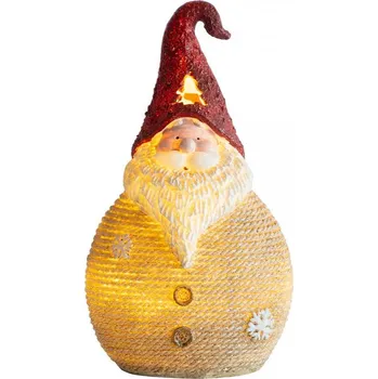 Vánoční dekorace Figurka Xecco 62109, Santa kulatý střední, LED, polyresin, 28,5 cm