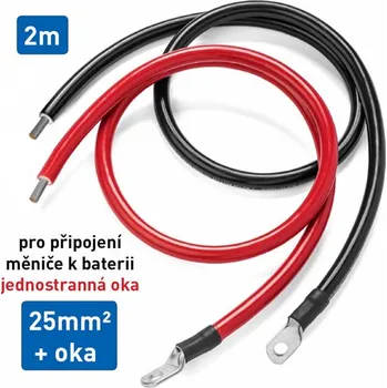 elektrický kabel Kabel propojovací s oky, jednostranný - mezi baterií a měničem- 25mm², délka 2m (černý + červený)