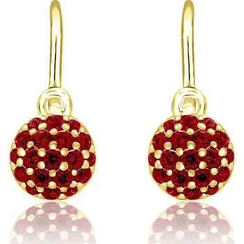 Náušnice Emmy’s | Dětské náušnice kulaté | EM 70414 | ze žlutého zlata s kamínky červenými | zapínání brizura
