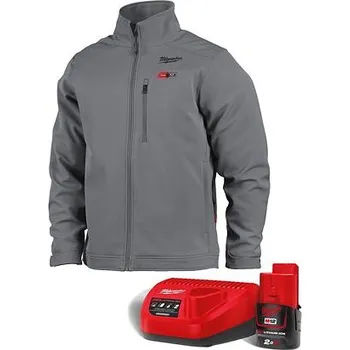 MILWAUKEE M12 HJGREY5-201 (XL) vyhřívaná bunda 12V/2Ah, TOUGHSHELL materiál, držák aku baterie, šedá