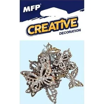 Bytová dekorace Dřevěné dekorace motýli 12ks 4cm mix 2221444, MFP Paper