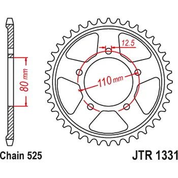Řetězová sada pro motocykl Řetězová rozeta JT JTR 1331-42ZBK 42T, nt((525) Černý zinek