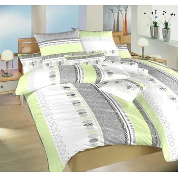 Povlečení DADKA VRACOV Ateliér satén zelené 140 x 200, 70 x 90 cm zipový uzávěr