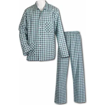 Pánské pyžamo Luiz Plátěné propínací klasické pyžamo Karel zelené Barva: Zelená, Velikost: 64