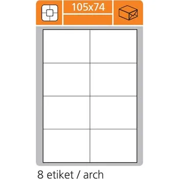 Samolepící etiketa Print etikety A4 pro laserový a inkoustový tisk - 105 x 74 mm (8 etiket / arch), 100 listů