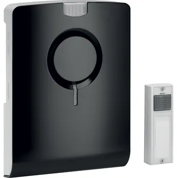 Poplachová siréna GROTHE Zvonek gong ECHO M, set, bezdrátový, dosah 500m, černý 43501