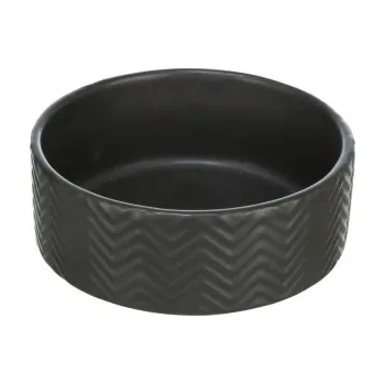 Miska pro psa Keramická miska vroubkovaná, černá 0,4 l - 13 cm