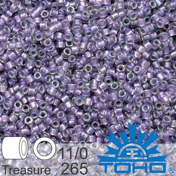 Dětské navlékací korálky Korálky TOHO tvar TREASURE (válcové). Velikost 11/0. Barva č. 265-Inside-Color Rainbow Crystal/Metallic Purple Lined . Balení 5g.
