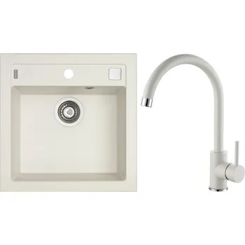 Granitový dřez Alveus Set Formic 20 Granitový dřez bez odkapu 520x510 mm+ baterie Roxa 11, bílá, SETA22305