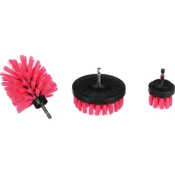 Mycí kartáč na vozidlo Sada kartáčů na vrtačku pro čištění auta CAR DETAILING DRILL BRUSH PINK 3, 3ks SIXTOL