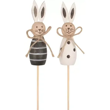 Velikonoční dekorace Zajíček dřevěný 2,5 x 8,5 cm + špejle 7604