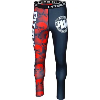 PitBull West Coast Kompresní legíny SKULL - červené - 92007010360 Velikosti: XL