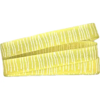 Stuha Stuha skládaná SAFARI žlutá 15mm x 2m (7,- Kč/m) (Stuha tkaná, jednolící, s vetkaným vlascem v obou okrajích)