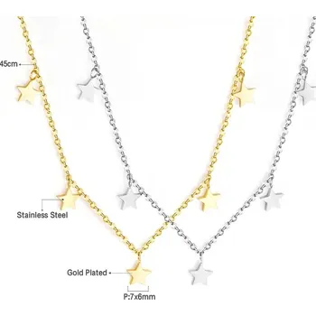 Náhrdelník Elegantní náhrdelník z chirurgické oceli - hvězda 02,Stříbrná