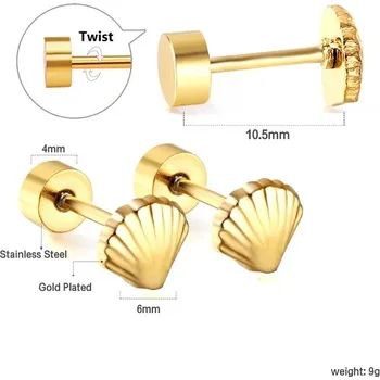 Náušnice Dívčí náušnice z nerezové oceli - mušle-201447815,1 pár