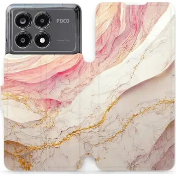 Pouzdro na mobilní telefon Flipové pouzdro Mobiwear - Xiaomi Poco X6 Pro 5G - VP32S Růžový a zlatavý mramor (Knížkové flip pouzdro, obal, kryt na mobil Xiaomi Poco X6 Pro 5G - VP32S Růžový a zlatavý mramor, materiál Umělá kůže + TPU - ochrana 360°, stojánek, silikonová vanička,)