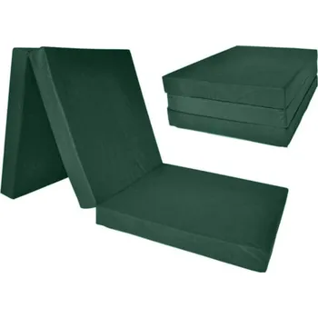 Matrace Skládací matrace Happy Party trojdílná polyesterový potah 65 x 195 x 8 cm, tamvě zelená