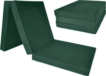 Matrace Skládací matrace Happy Party trojdílná polyesterový potah 65 x 195 x 8 cm tmavě zelená