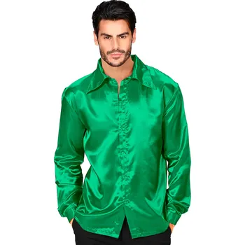 Karnevalový doplněk Saténová košile zelená Pánská velikost: M (46-48)