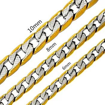 Řetízek Stylový široký řetízek - Stříro + zlato 02,6mm,50cm