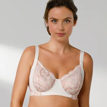 Podprsenka Zmenšující podprsenka Pahala z dvoubarevné krajky a mikrovlákna,s kosticemi slonová kost/hnědošedá 90B