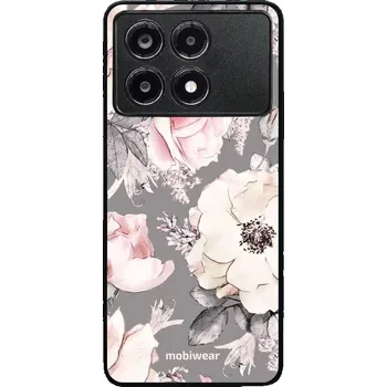 Pouzdro na mobilní telefon Lesklý kryt Mobiwear Glossy - Xiaomi Poco X6 Pro 5G - G034G - Květy na šedém pozadí (Prémiové lesklé pouzdro, obal, kryt Mobiwear Glossy na mobil Xiaomi Poco X6 Pro 5G - G034G - Květy na šedém pozadí, materiál Plast + TPU silikon - krytí po všech stranách
