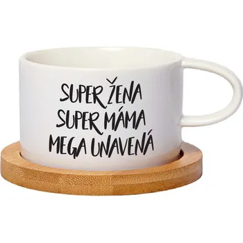 Hrnek makronka - Super žena, super máma, mega unavená Barva hrnečku: Bílá