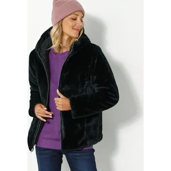 Oboustranná prošívaná bunda z imitace kožešiny černá 54