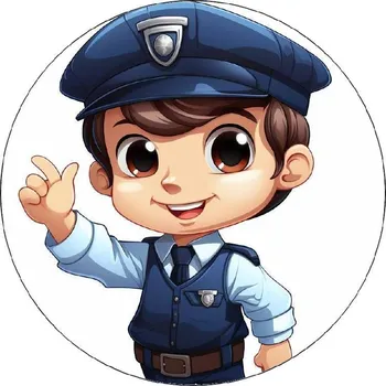 Jedlá dekorace na dort Jedlý papír usměvavý policista 02 19,5cm