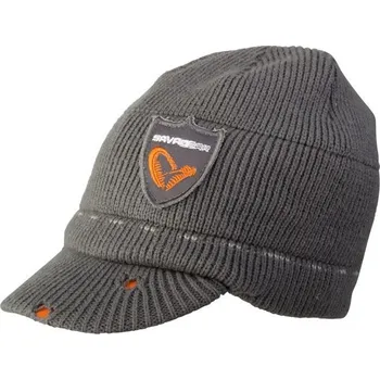 Čepice Savage Gear kulich s kšiltem Logo Knit Beanie Grey (46500)