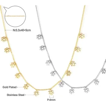 Náhrdelník Elegantní náhrdelník z chirurgické oceli - vločka,Zlatá